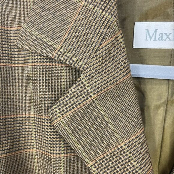 Max Mara plaid wool blazer jacket brown 8 academia preppy classic upscale office - Picture 7 of 9